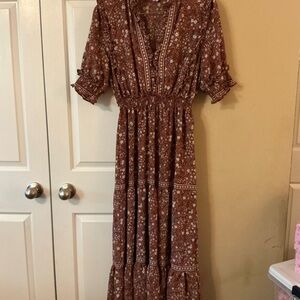 Max Studio Brown Floral Tiered Maxi Dress new without tags.